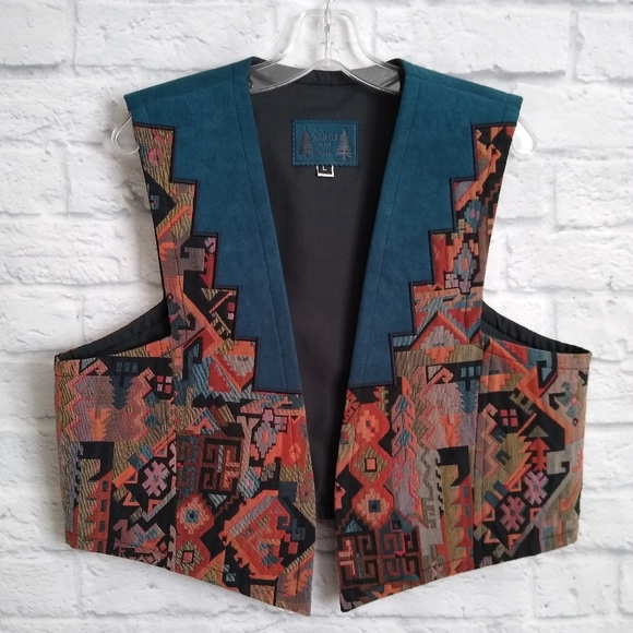 80's Vintage Style Embroidered Southwest Vest - Picture 1 of 5